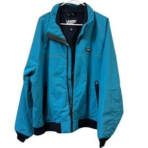 Lands End Blue and Black The Squall Fleece Lined Zip Up Pocket Winter Coat XL